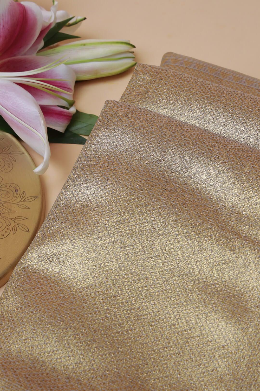 Semi Chanderi in light grey and pink gold zari 5 - light grey and pink gold zari Semi Chanderi saree