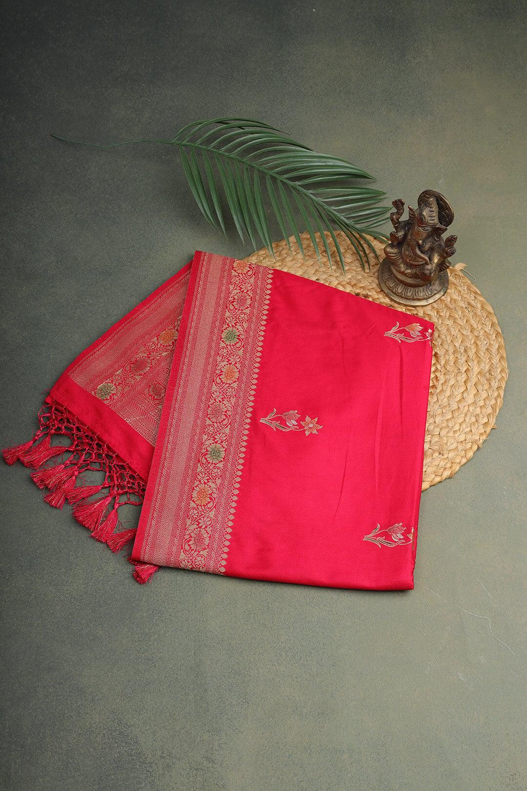 Semi Katan Silk Saree in Pink - handcrafted saree from Semi Katan Silk Saree collection