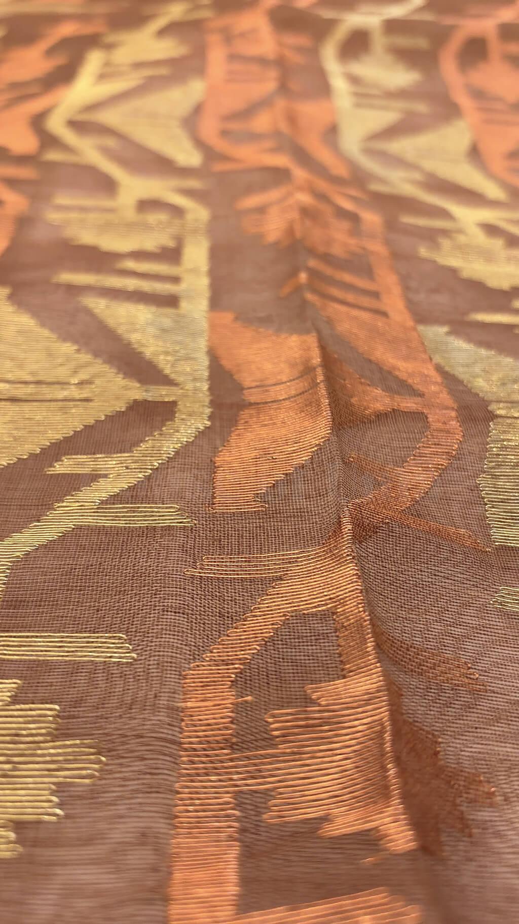 Handloom Dhakai Jamdani saree in Dusty Cocoa Brown 3 - Dusty Cocoa Brown Jamdani silk-cotton saree
