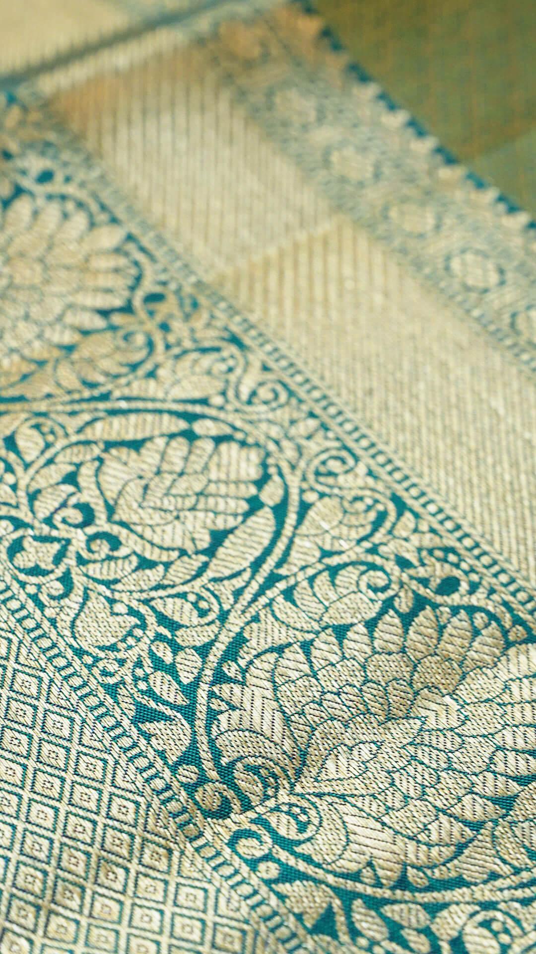 Handloom Pure Silk Brocade Kanchipuram in Peacock Green 4 - Peacock Green Silk saree